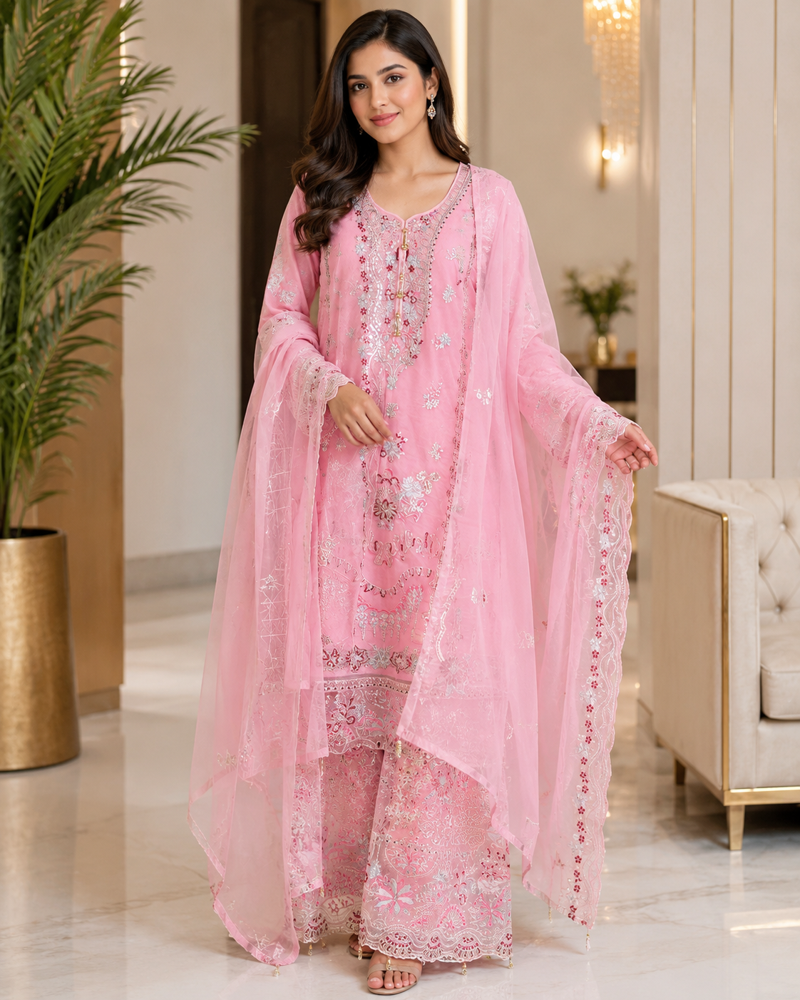 Women Blended Silk Three Piece (222)-